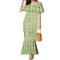Omaomao Palaka Quilt Hawaii Mermaid Dress Hawaiian Tropical Monstera Sea Turtle LT14 Women Green - Polynesian Pride