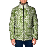 Omaomao Palaka Quilt Hawaii Padded Jacket Hawaiian Tropical Monstera Sea Turtle