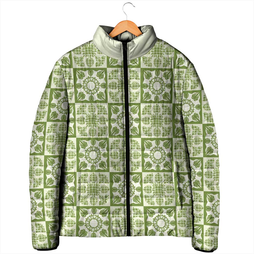 Omaomao Palaka Quilt Hawaii Padded Jacket Hawaiian Tropical Monstera Sea Turtle