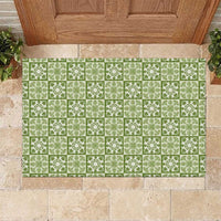 Omaomao Palaka Quilt Hawaii Rubber Doormat Hawaiian Tropical Monstera Sea Turtle LT14 Green - Polynesian Pride