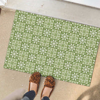 Omaomao Palaka Quilt Hawaii Rubber Doormat Hawaiian Tropical Monstera Sea Turtle LT14 - Polynesian Pride