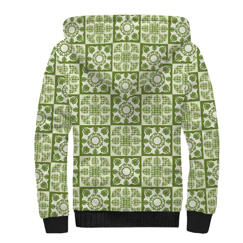 Omaomao Palaka Quilt Hawaii Sherpa Hoodie Hawaiian Tropical Monstera Sea Turtle LT14 - Polynesian Pride