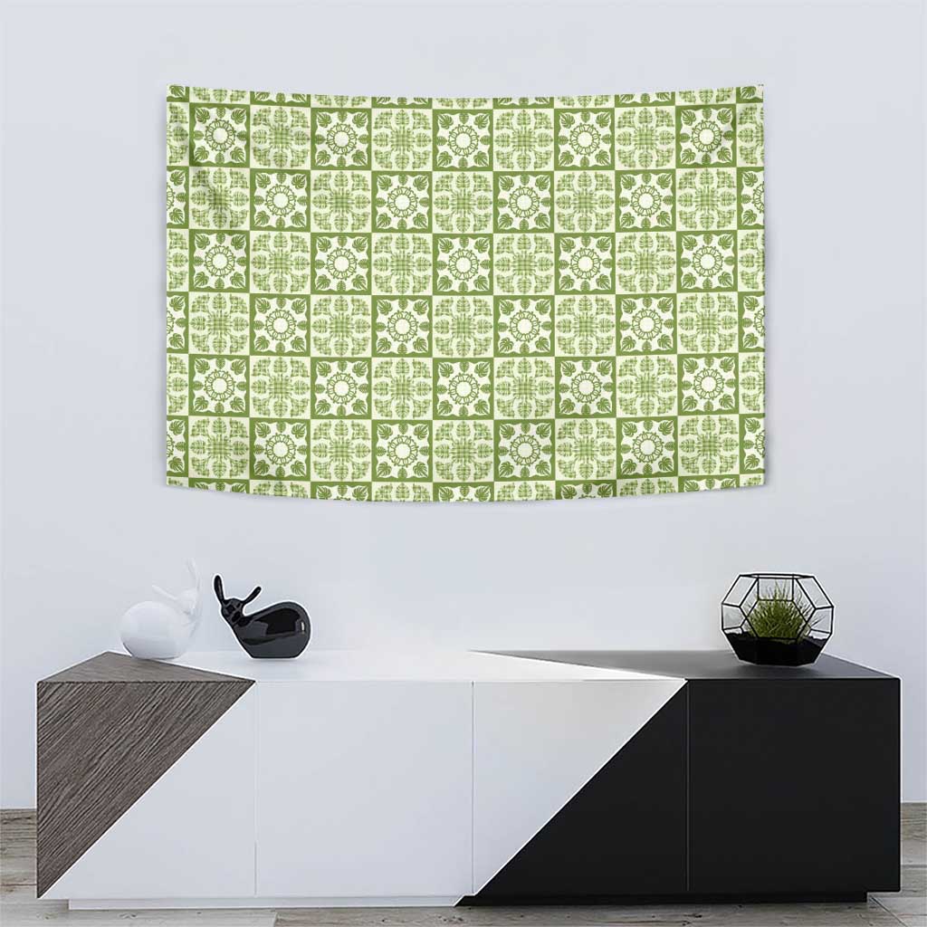 Omaomao Palaka Quilt Hawaii Tapestry Hawaiian Tropical Monstera Sea Turtle