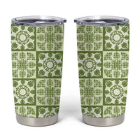 Omaomao Palaka Quilt Hawaii Tumbler Cup Hawaiian Tropical Monstera Sea Turtle