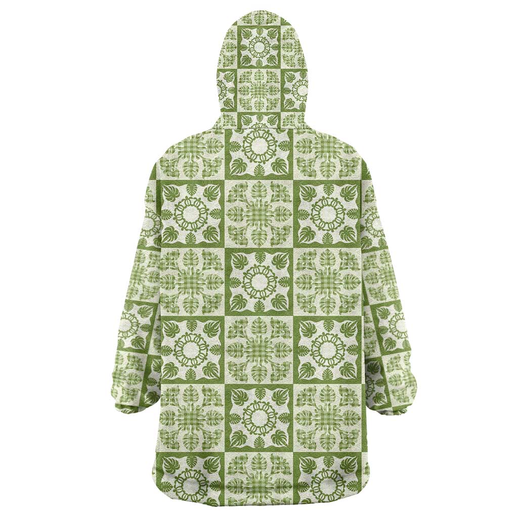 Omaomao Palaka Quilt Hawaii Wearable Blanket Hoodie Hawaiian Tropical Monstera Sea Turtle LT14 - Polynesian Pride