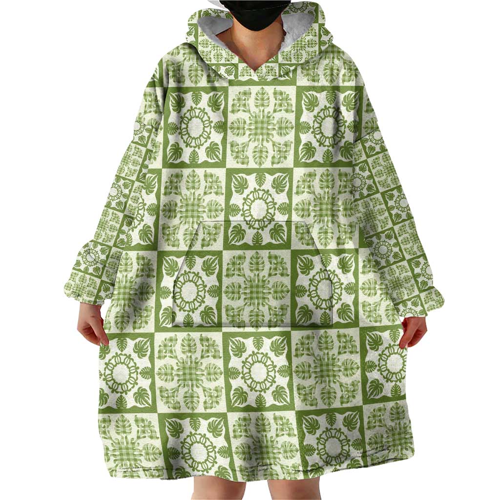 Omaomao Palaka Quilt Hawaii Wearable Blanket Hoodie Hawaiian Tropical Monstera Sea Turtle LT14 - Polynesian Pride