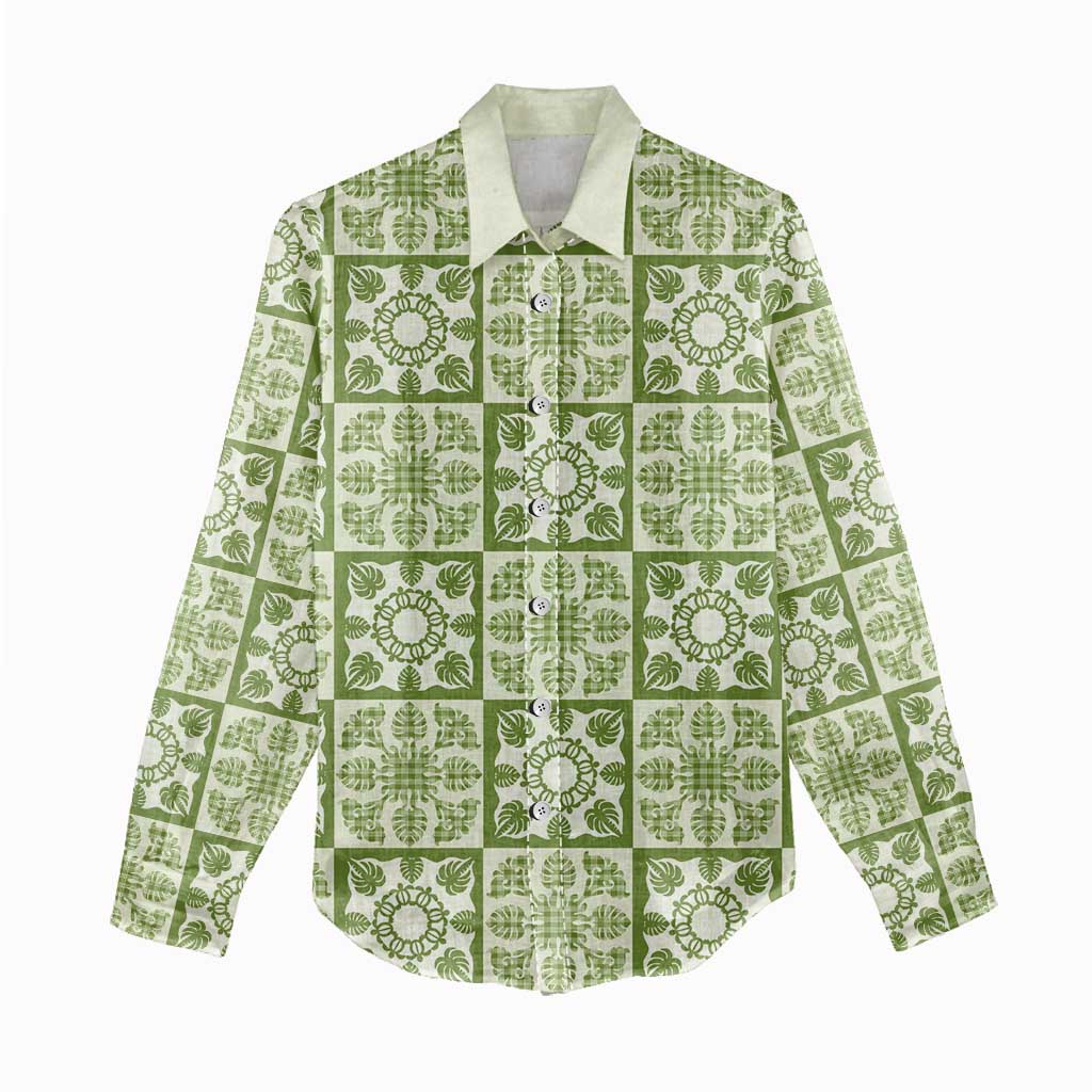 Omaomao Palaka Quilt Hawaii Women Casual Shirt Hawaiian Tropical Monstera Sea Turtle LT14 - Polynesian Pride