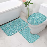 Cyan Palaka Quilt Hawaii Bathroom Set Hawaiian Tropical Monstera Sea Turtle