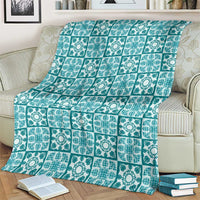 Cyan Palaka Quilt Hawaii Blanket Hawaiian Tropical Monstera Sea Turtle LT14 - Polynesian Pride