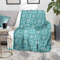 Cyan Palaka Quilt Hawaii Blanket Hawaiian Tropical Monstera Sea Turtle LT14 - Polynesian Pride