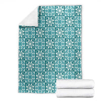 Cyan Palaka Quilt Hawaii Blanket Hawaiian Tropical Monstera Sea Turtle LT14 - Polynesian Pride