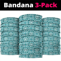 Cyan Palaka Quilt Hawaii Neck Gaiter Hawaiian Tropical Monstera Sea Turtle