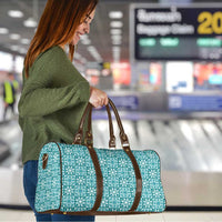 Cyan Palaka Quilt Hawaii Travel Bag Hawaiian Tropical Monstera Sea Turtle
