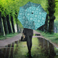 Cyan Palaka Quilt Hawaii Umbrella Hawaiian Tropical Monstera Sea Turtle