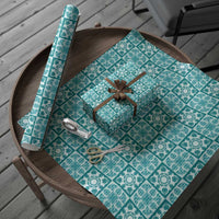 Cyan Palaka Quilt Hawaii Wrapping Paper Hawaiian Tropical Monstera Sea Turtle LT14 - Polynesian Pride