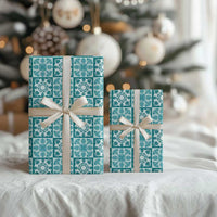 Cyan Palaka Quilt Hawaii Wrapping Paper Hawaiian Tropical Monstera Sea Turtle LT14 - Polynesian Pride