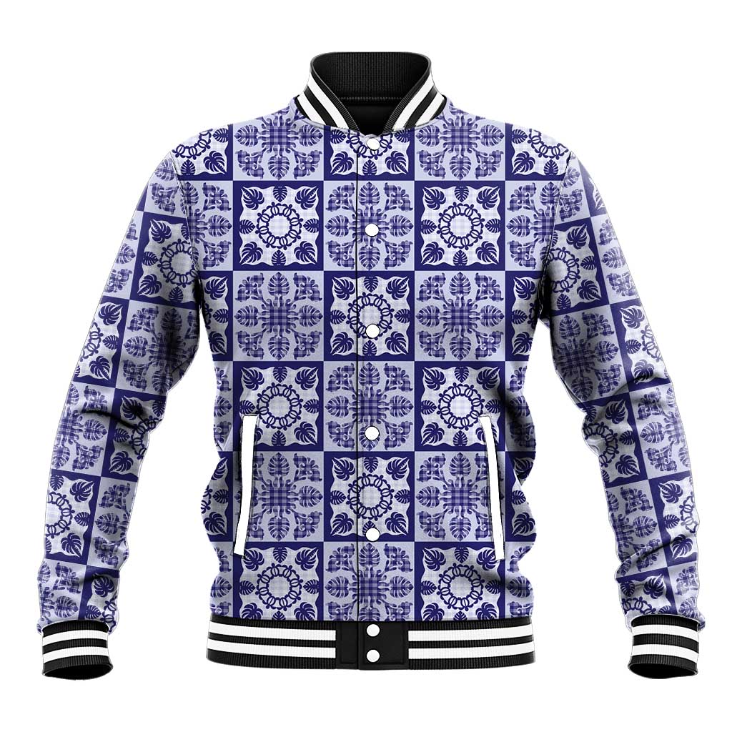 Polu Palaka Quilt Hawaii Baseball Jacket Hawaiian Tropical Monstera Sea Turtle