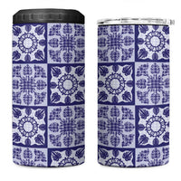 Polu Palaka Quilt Hawaii 4 in 1 Can Cooler Tumbler Hawaiian Tropical Monstera Sea Turtle LT14 One Size: 16 oz Blue - Polynesian Pride