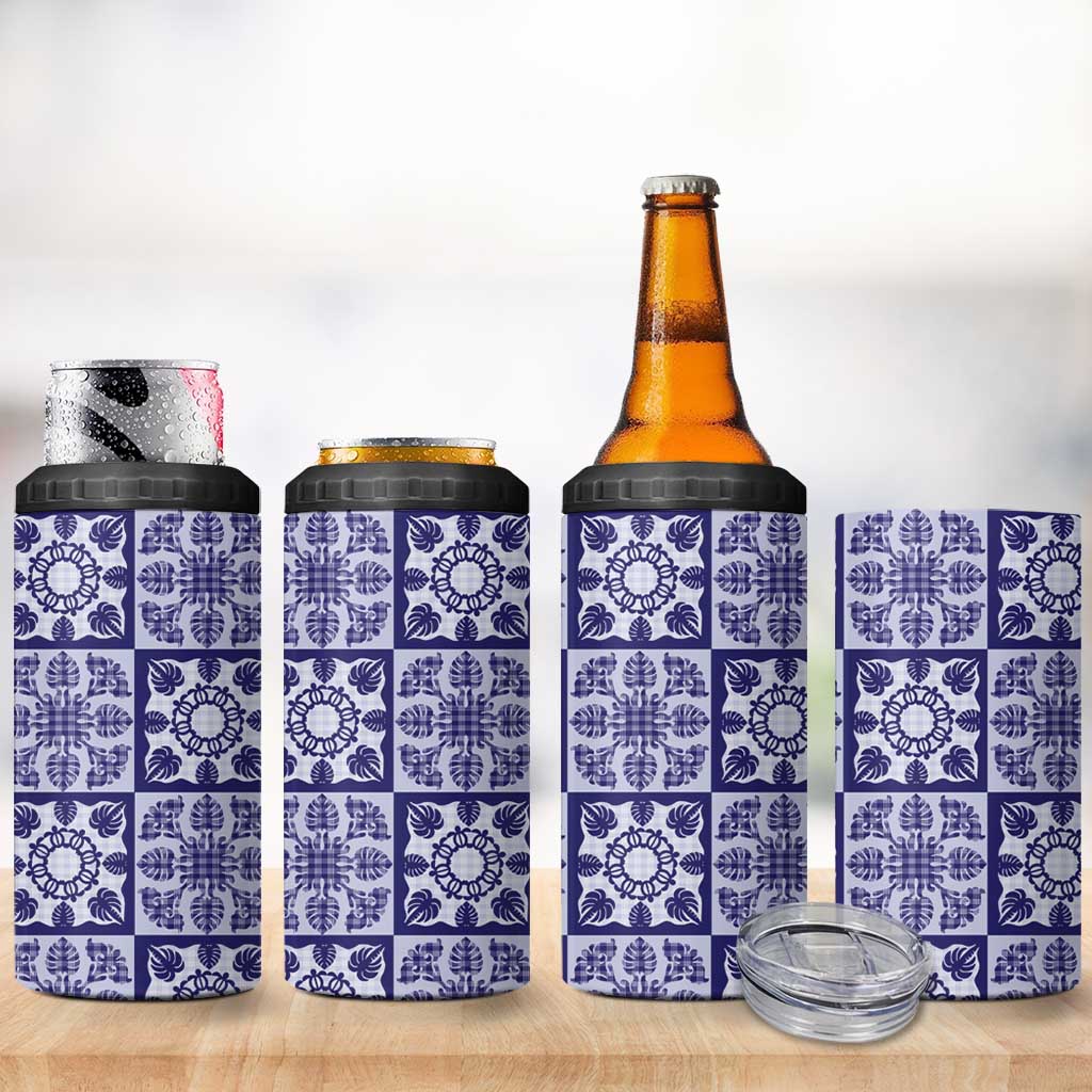 Polu Palaka Quilt Hawaii 4 in 1 Can Cooler Tumbler Hawaiian Tropical Monstera Sea Turtle LT14 - Polynesian Pride