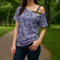 Polu Palaka Quilt Hawaii Cross Shoulder Shirt Hawaiian Tropical Monstera Sea Turtle LT14 - Polynesian Pride