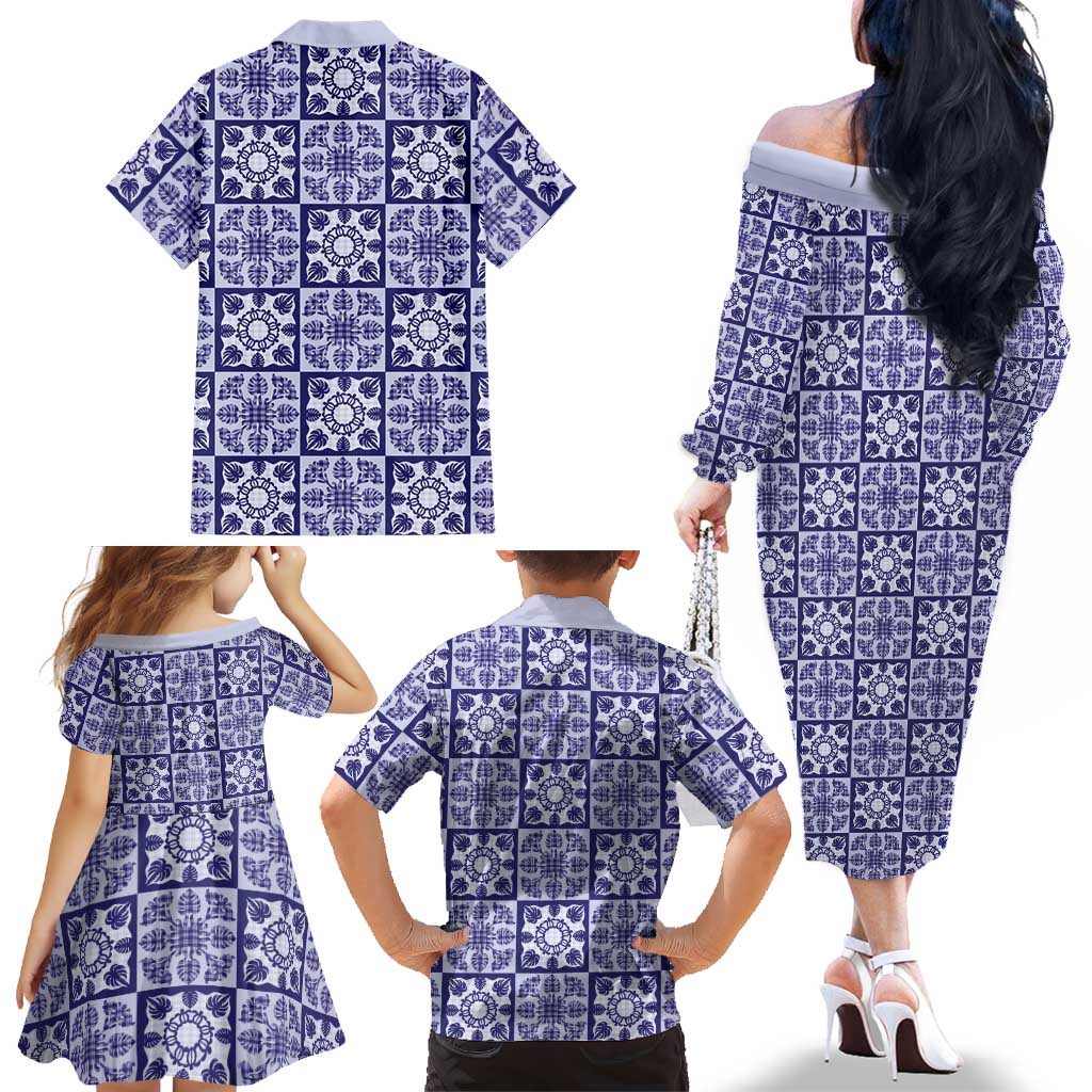 Polu Palaka Quilt Hawaii Family Matching Off The Shoulder Long Sleeve Dress and Hawaiian Shirt Hawaiian Tropical Monstera Sea Turtle LT14 - Polynesian Pride