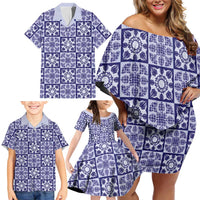 Polu Palaka Quilt Hawaii Family Matching Off Shoulder Short Dress and Hawaiian Shirt Hawaiian Tropical Monstera Sea Turtle LT14 - Polynesian Pride
