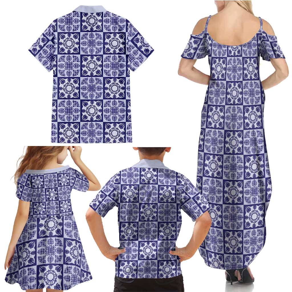 Polu Palaka Quilt Hawaii Family Matching Summer Maxi Dress and Hawaiian Shirt Hawaiian Tropical Monstera Sea Turtle LT14 - Polynesian Pride