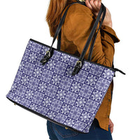 Polu Palaka Quilt Hawaii Leather Tote Bag Hawaiian Tropical Monstera Sea Turtle