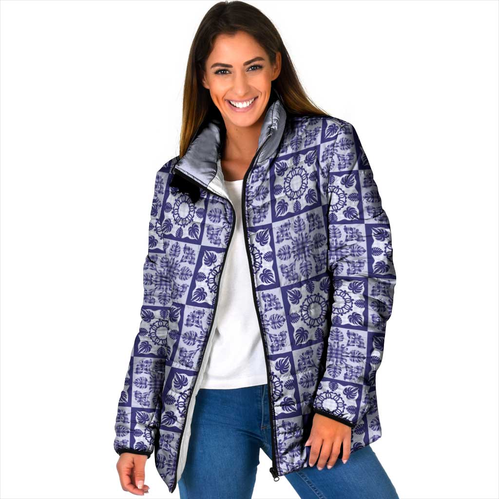 Polu Palaka Quilt Hawaii Padded Jacket Hawaiian Tropical Monstera Sea Turtle