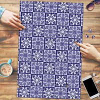 Polu Palaka Quilt Hawaii Puzzle Hawaiian Tropical Monstera Sea Turtle LT14 Blue - Polynesian Pride
