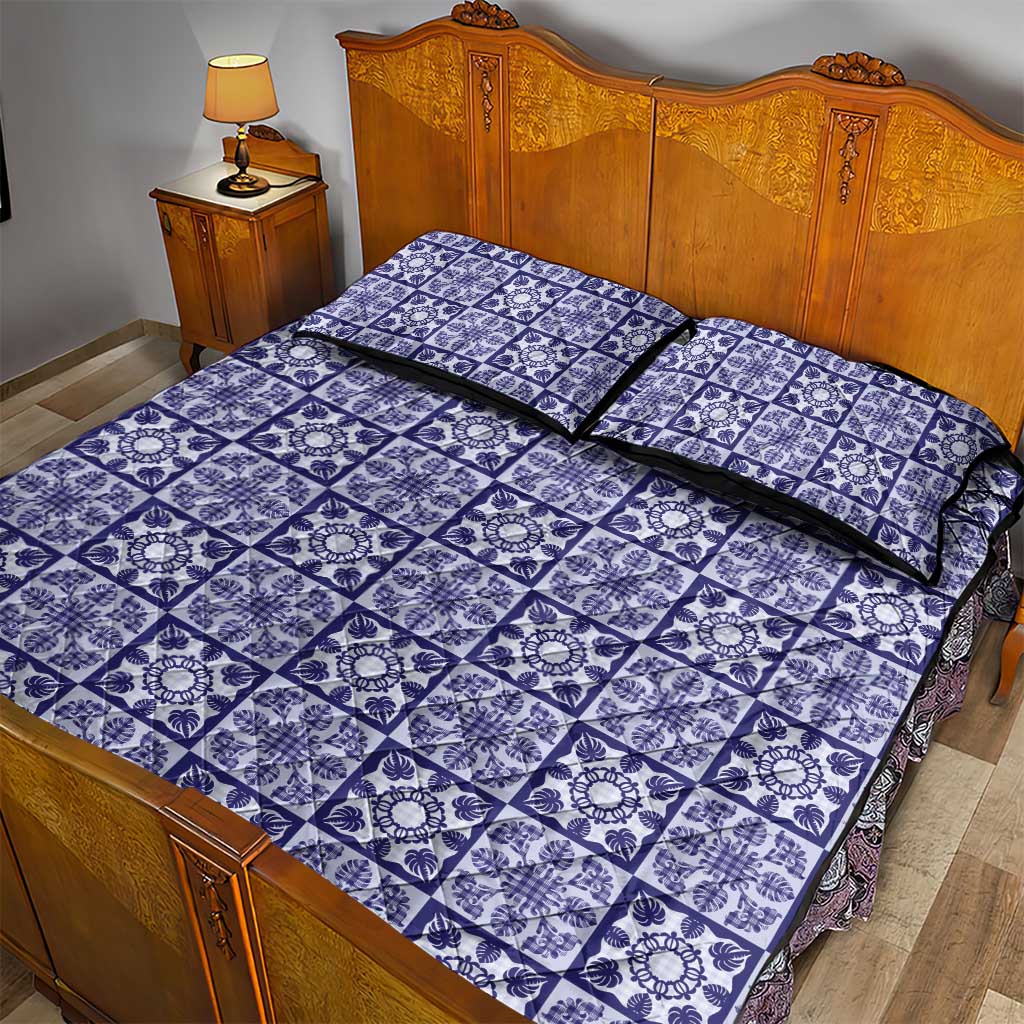 Polu Palaka Quilt Hawaii Quilt Bed Set Hawaiian Tropical Monstera Sea Turtle