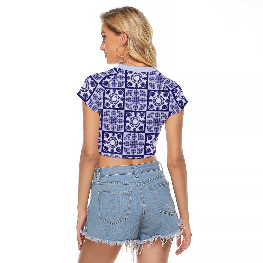 Polu Palaka Quilt Hawaii Raglan Cropped T Shirt Hawaiian Tropical Monstera Sea Turtle