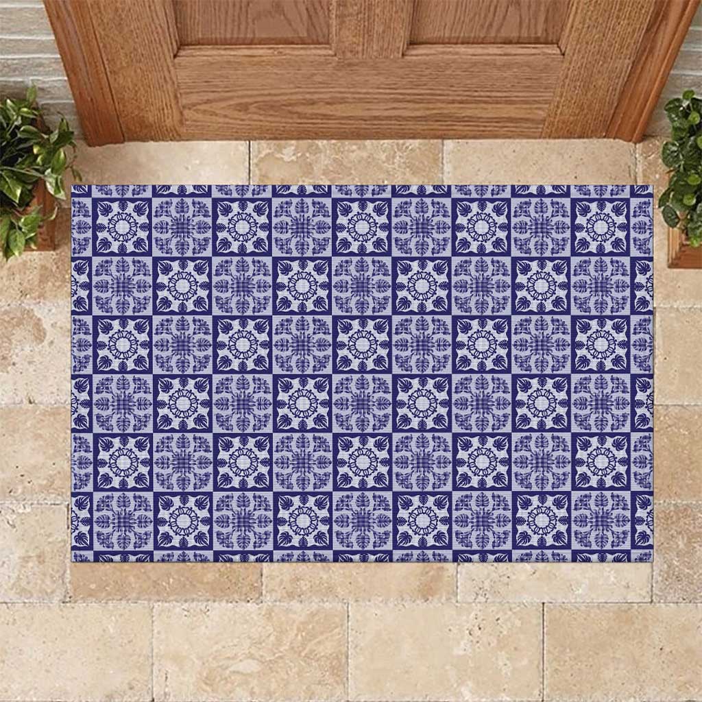 Polu Palaka Quilt Hawaii Rubber Doormat Hawaiian Tropical Monstera Sea Turtle