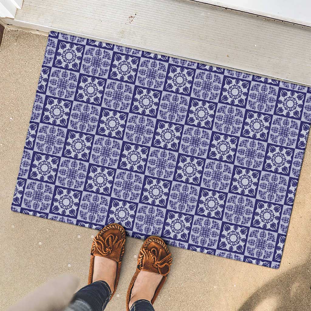 Polu Palaka Quilt Hawaii Rubber Doormat Hawaiian Tropical Monstera Sea Turtle