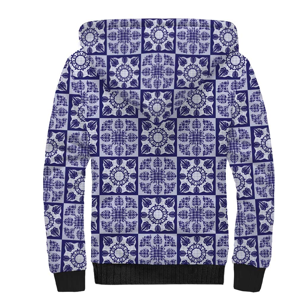 Polu Palaka Quilt Hawaii Sherpa Hoodie Hawaiian Tropical Monstera Sea Turtle LT14 - Polynesian Pride