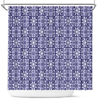 Polu Palaka Quilt Hawaii Shower Curtain Hawaiian Tropical Monstera Sea Turtle LT14 Blue - Polynesian Pride