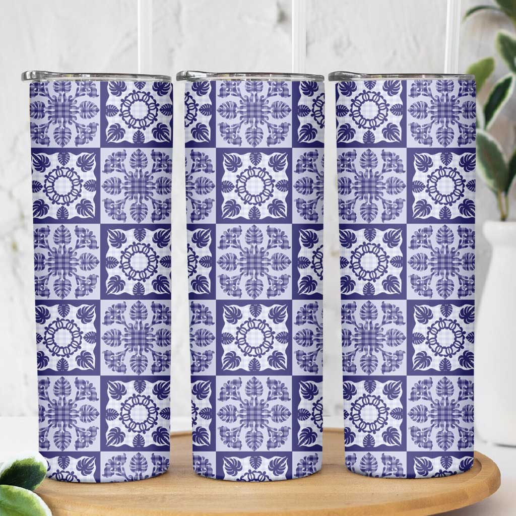 Polu Palaka Quilt Hawaii Skinny Tumbler Hawaiian Tropical Monstera Sea Turtle LT14 - Polynesian Pride