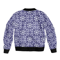 Polu Palaka Quilt Hawaii Sleeve Zip Bomber Jacket Hawaiian Tropical Monstera Sea Turtle LT14 - Polynesian Pride