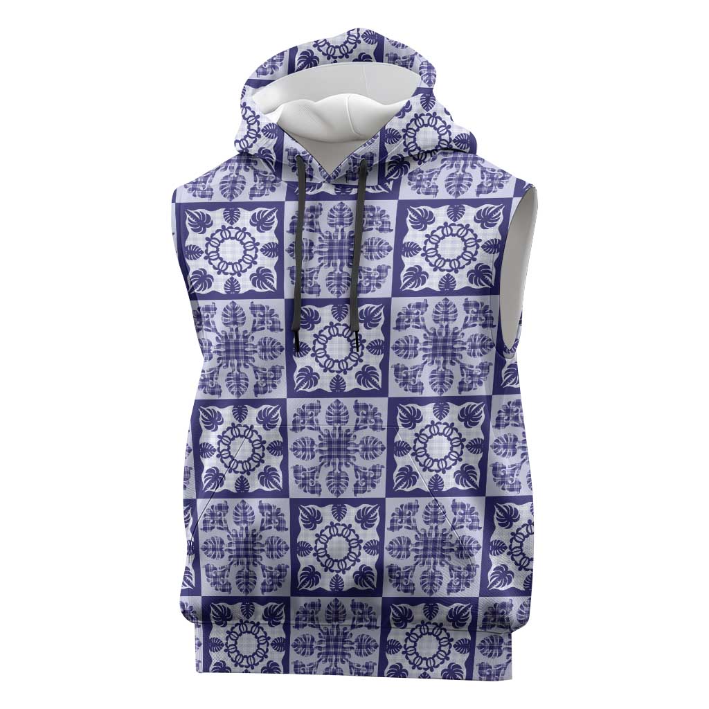 Polu Palaka Quilt Hawaii Sleeveless Hoodie Hawaiian Tropical Monstera Sea Turtle