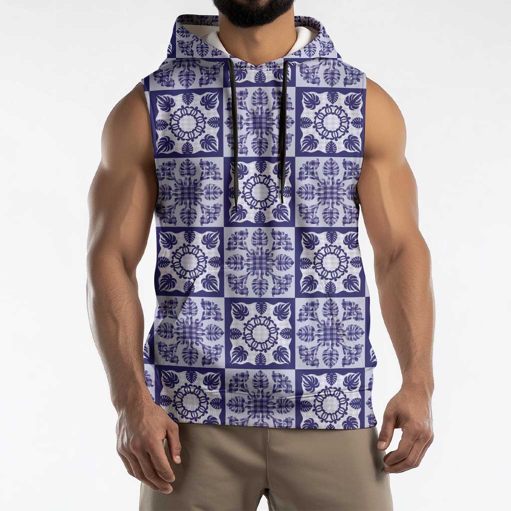Polu Palaka Quilt Hawaii Sleeveless Hoodie Hawaiian Tropical Monstera Sea Turtle LT14 - Polynesian Pride
