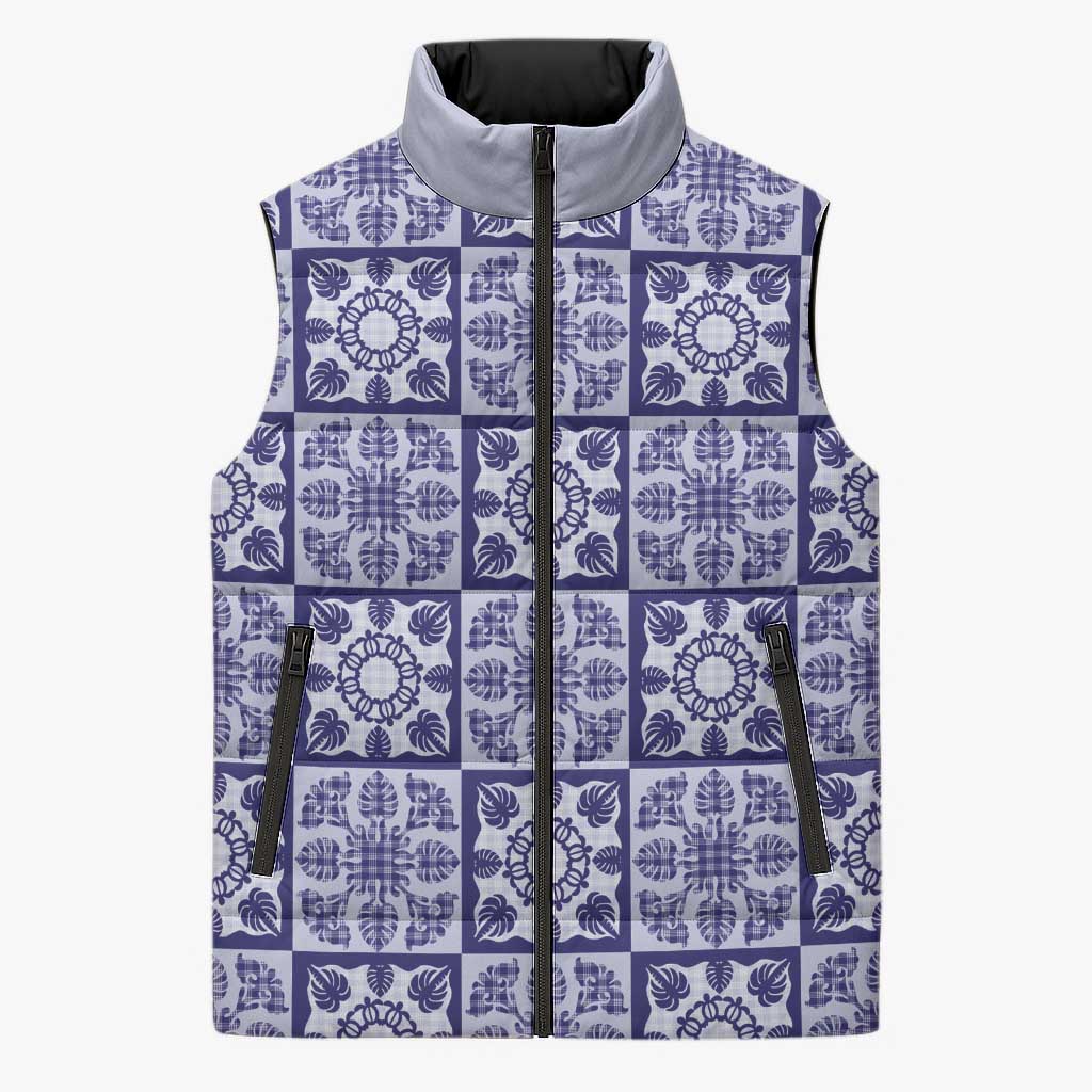 Polu Palaka Quilt Hawaii Sleeveless Puffer Jacket Hawaiian Tropical Monstera Sea Turtle