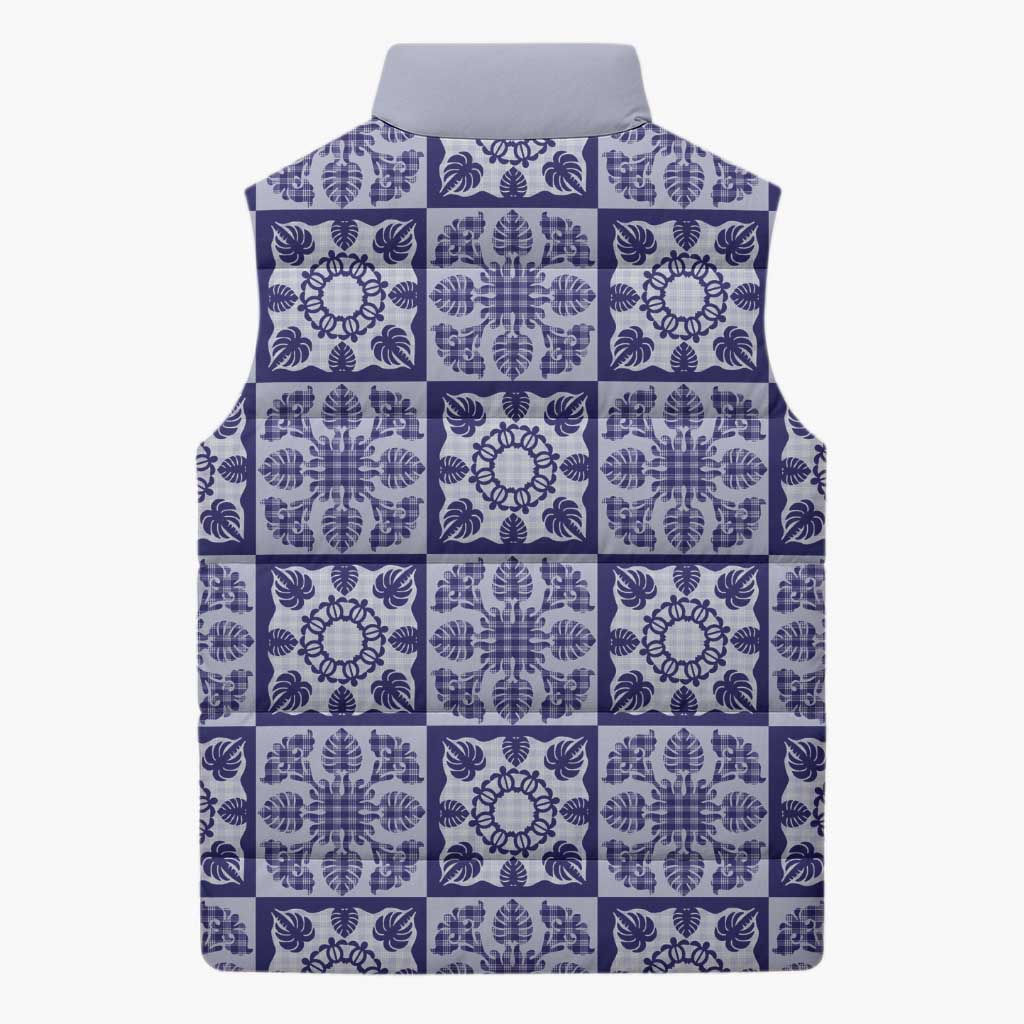 Polu Palaka Quilt Hawaii Sleeveless Puffer Jacket Hawaiian Tropical Monstera Sea Turtle