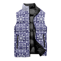 Polu Palaka Quilt Hawaii Sleeveless Puffer Jacket Hawaiian Tropical Monstera Sea Turtle