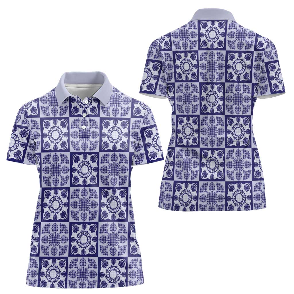 Polu Palaka Quilt Hawaii Women Polo Shirt Hawaiian Tropical Monstera Sea Turtle LT14 - Polynesian Pride