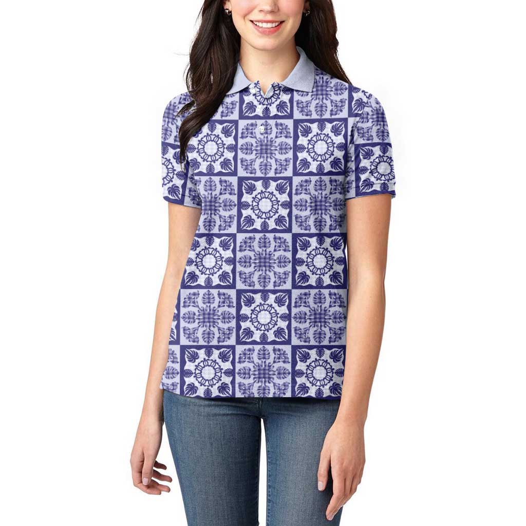 Polu Palaka Quilt Hawaii Women Polo Shirt Hawaiian Tropical Monstera Sea Turtle LT14 - Polynesian Pride