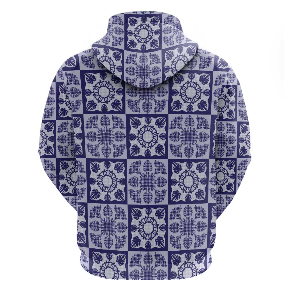 Polu Palaka Quilt Hawaii Zip Hoodie Hawaiian Tropical Monstera Sea Turtle