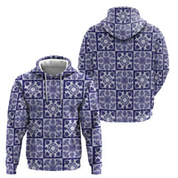 Polu Palaka Quilt Hawaii Zip Hoodie Hawaiian Tropical Monstera Sea Turtle