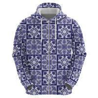 Polu Palaka Quilt Hawaii Zip Hoodie Hawaiian Tropical Monstera Sea Turtle