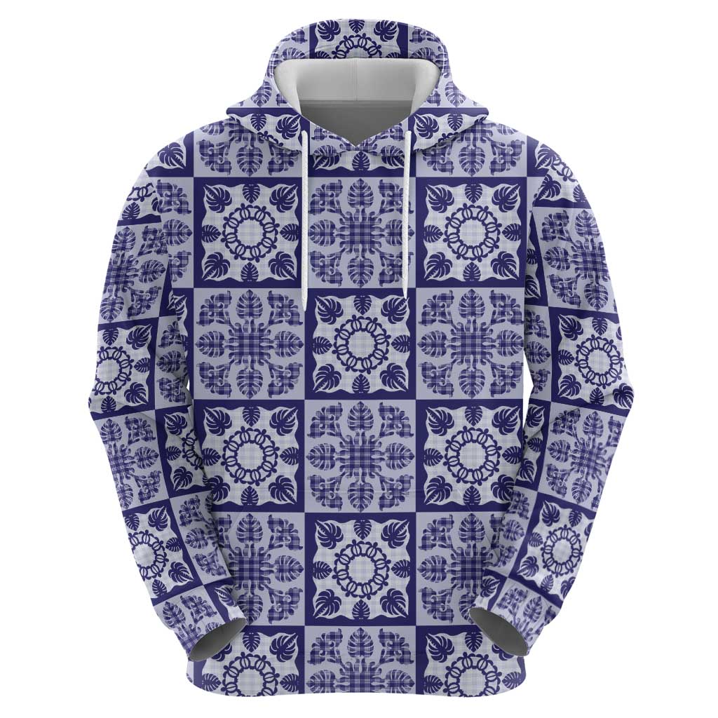 Polu Palaka Quilt Hawaii Zip Hoodie Hawaiian Tropical Monstera Sea Turtle