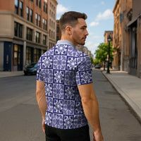 Polu Palaka Quilt Hawaii Zipper Polo Shirt Hawaiian Tropical Monstera Sea Turtle LT14 - Polynesian Pride